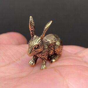 Brass Rabbit Figurine Miniature Abundance Totem Altar Decor Spirit Animal
